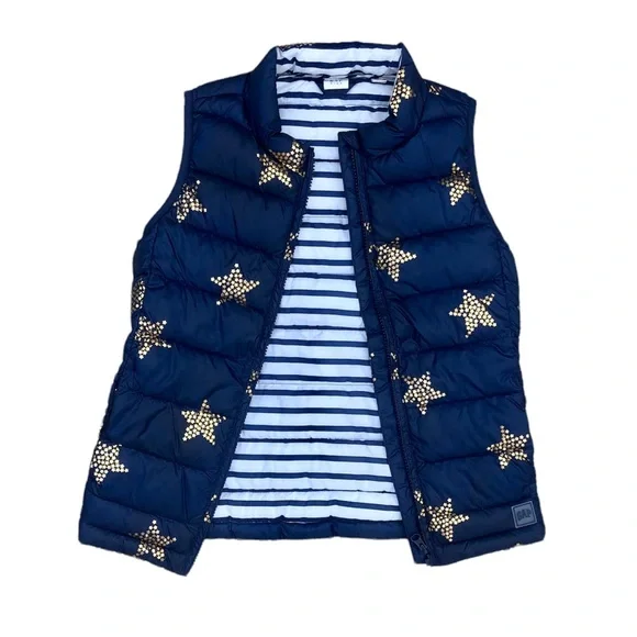Gap kids navy blue puffer vest with gold stars, Medium - Picture 8 of 8
